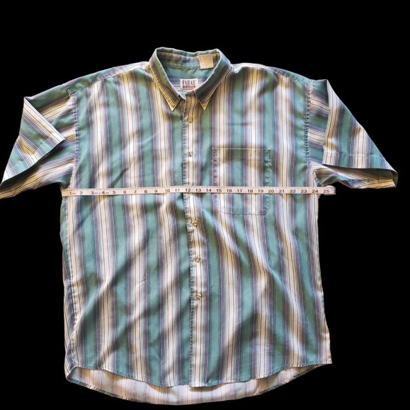 Farah Classics Purple/Teal Striped Men's Button Down Shirt, XL - Picture 1 of 4